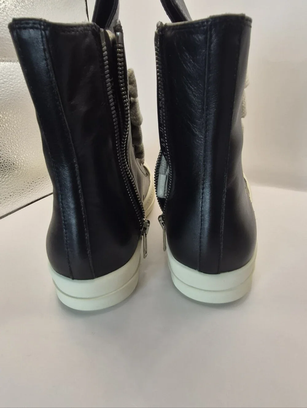 Rick Owens Black  And Cream Jumbo Laces High Top Size 42/9.5 US